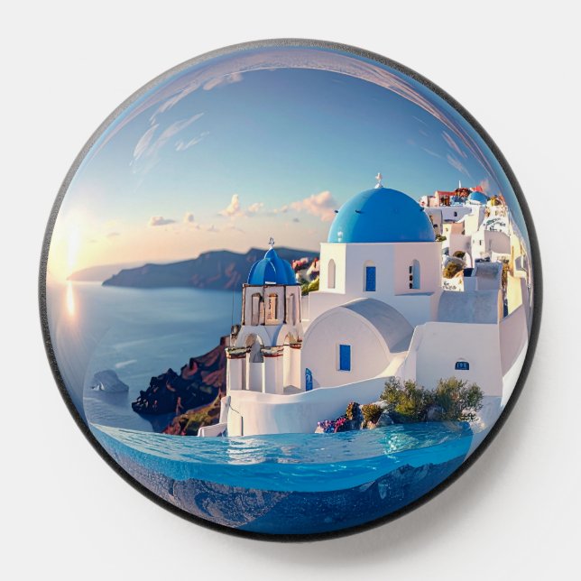Dream Globe – Santorini Travel Glass Orb PopSocket (Popsocket)