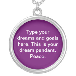 Dream Goal Pendant, Template, Change the color! Silver Plated Necklace