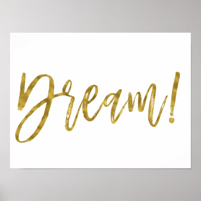 Dream Gold Foil and White Inspirational Word Poster (Front)