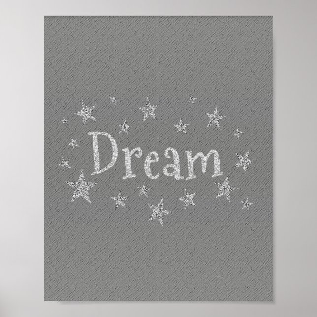 Dream Gray with Silver Glitter  Poster (Front)