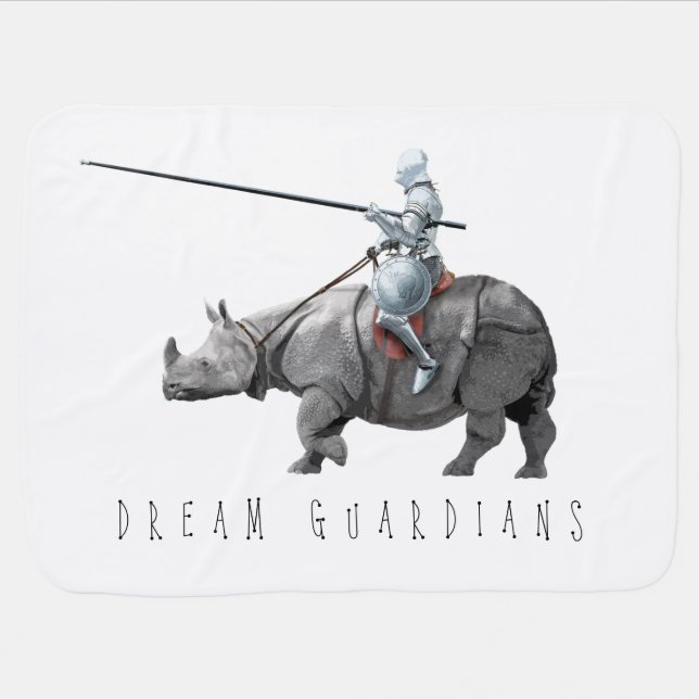 Dream guardian knight in armor riding a rhino boys baby blanket (Horizontal)