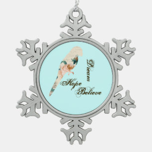Dream, Hope, Believe Bird Snowflake Pewter Christmas Ornament