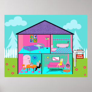 Doll house drawing Poster for Sale by digsterdesigns