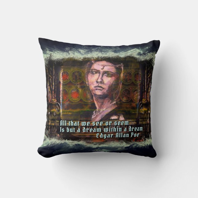 Dream in a dream Steampunk Woman Throw Pillow (Front)