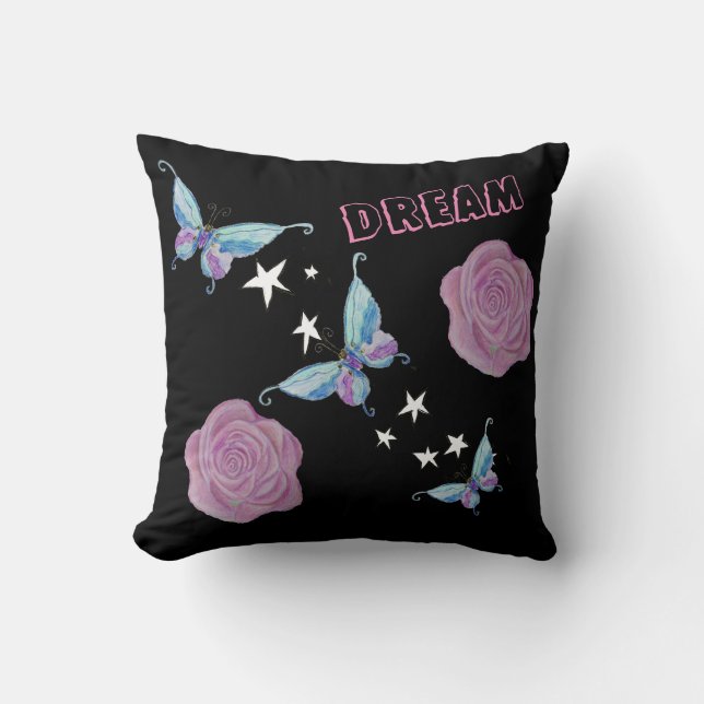 Dream in Butterflies Throw Pillow (Front)
