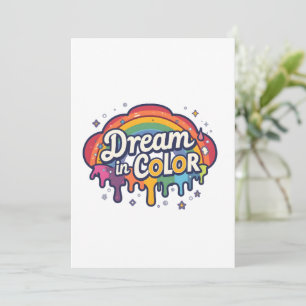 Dream in Color Rainbow Positive Quote Invitation