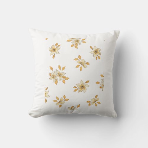  Dream in Golden Luxurious Floral pillowcase Throw Pillow