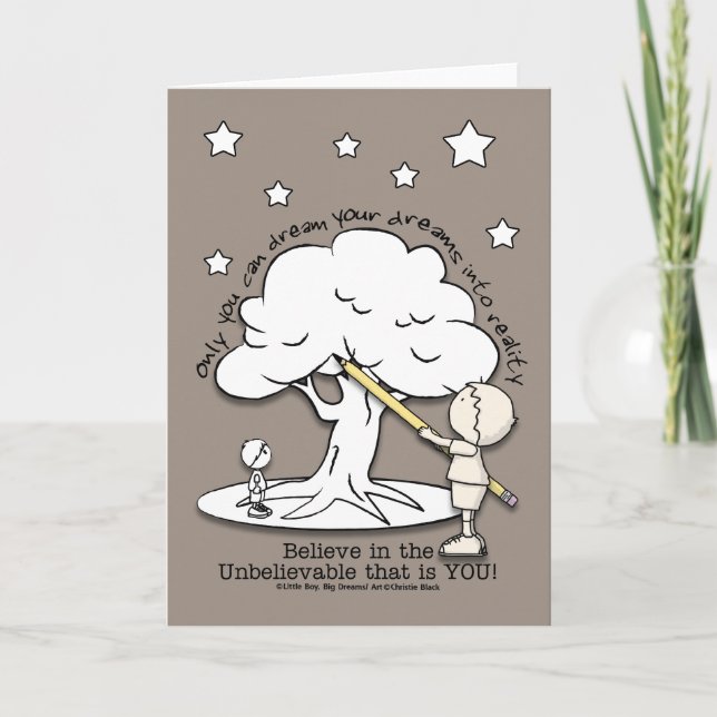 Dream Into Reality-Little Boy, Big Dreams Logo Card (Front)