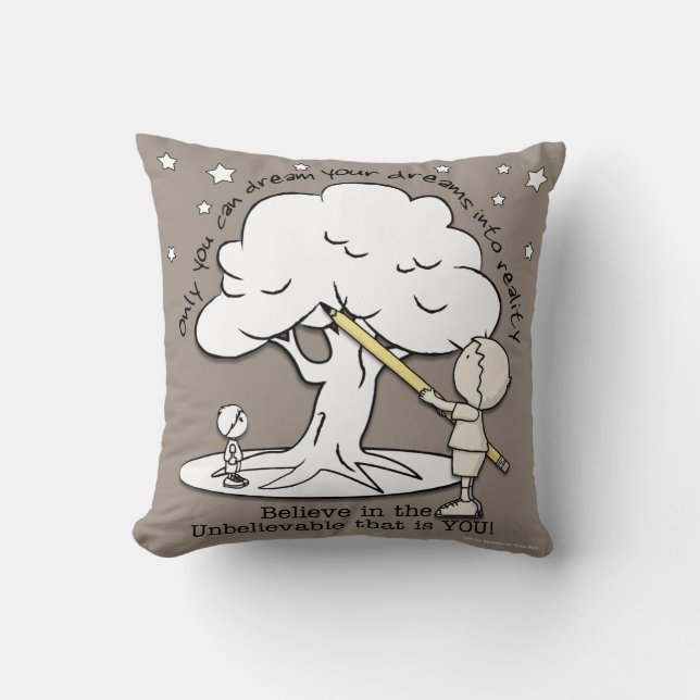 Dream Into Reality-Little Boy, Big Dreams Logo Throw Pillow (Front)