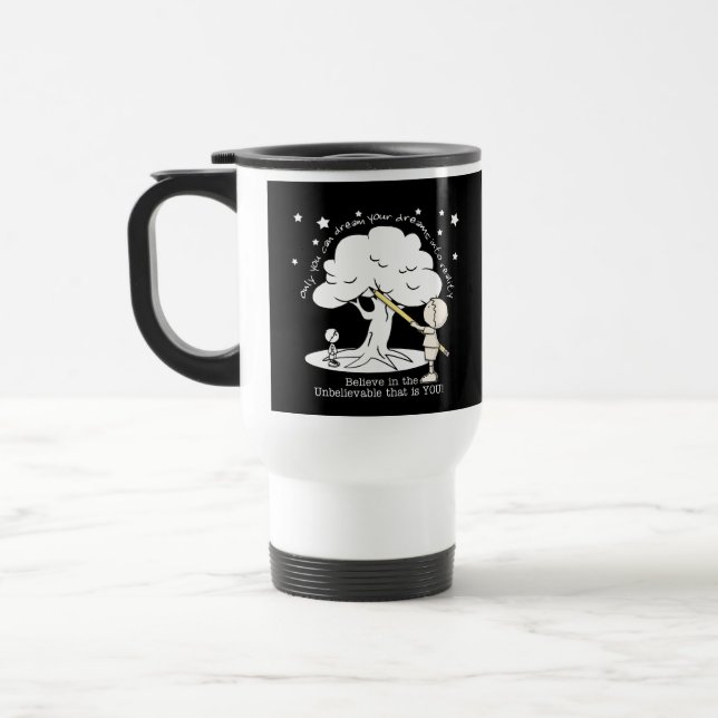Dream Into Reality-Little Boy, Big Dreams Logo Travel Mug (Left)