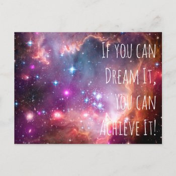 Dream It Achieve It Motivational Quote Galaxy Star Postcard by azlaird at Zazzle