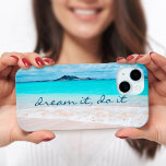 Dream It Do It Blue Ocean Hawaii Sandy Beach Photo iPhone 15 Case<br><div class="desc">“Dream it, do it.” Remind yourself of the fresh salt smell of the ocean air whenever you use this stunning, vibrantly-colored photo cell phone case. Exhale and explore the solitude of an empty Hawaiian beach. Makes a great gift for someone special! You can easily personalize this cell phone case plus...</div>