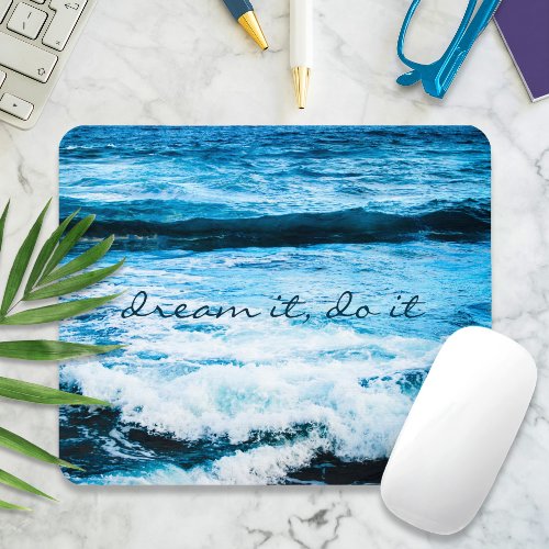 Dream It Do It Hawaii Turquoise Blue Waves Photo Mouse Pad