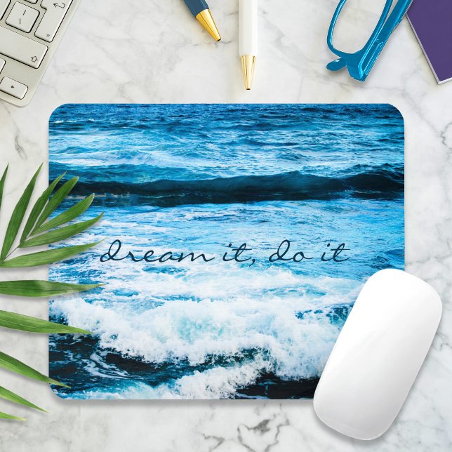 Dream It Do It Hawaii Turquoise Blue Waves Photo Mouse Pad (Creator Uploaded)