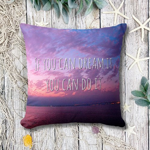 Dream It Do It Purple Ocean Sunset Photo small Throw Pillow