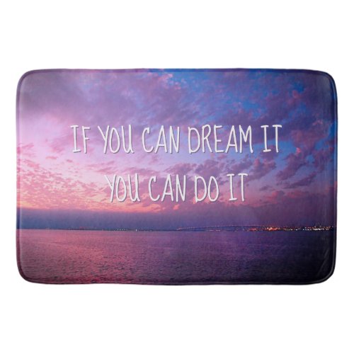 Dream It Do It Purple Pink Ocean Sunset Photo Bath Mat