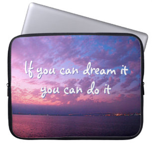 Dream It Do It Quote Purple Ocean Sunset Photo Laptop Sleeve