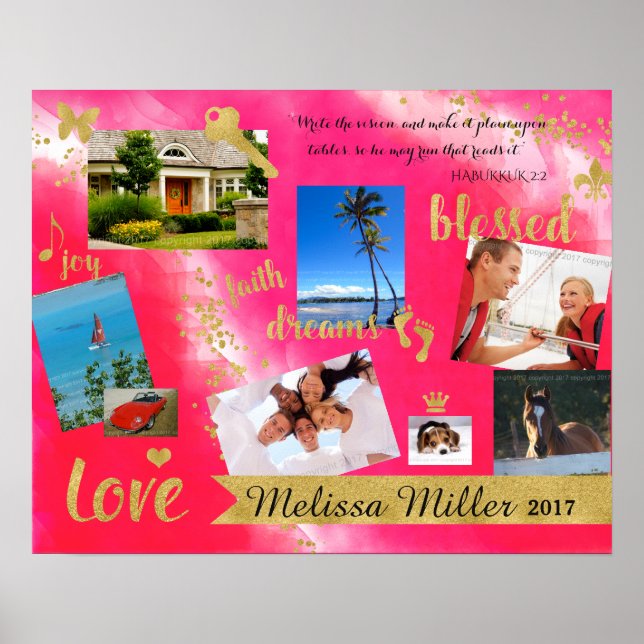 Dream it Live it Vision Board Poster Gold Confetti (Front)