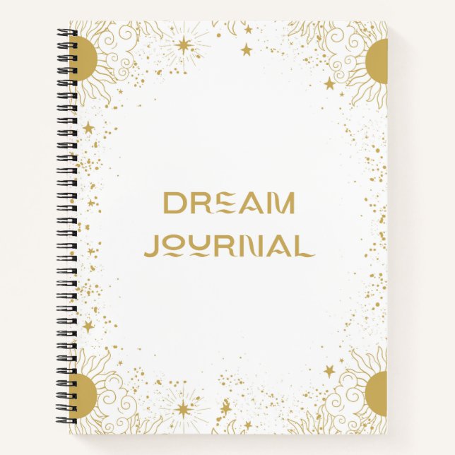 Dream Journal - Gold and White Sun and Stars (Front)