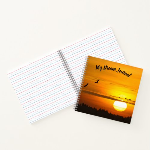 Dream Journal with romantic orange sunset notebook