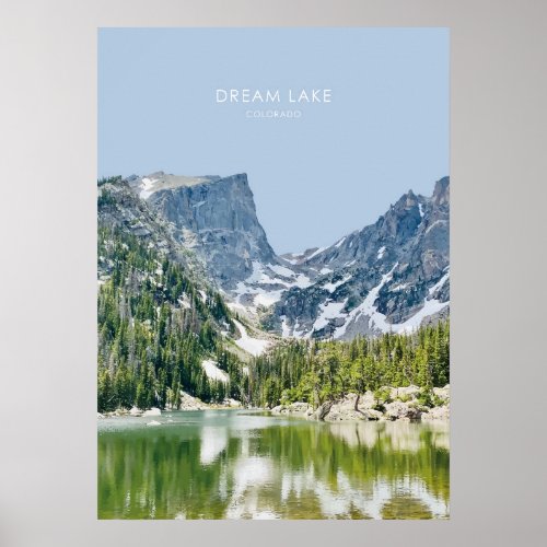 Dream Lake Colorado Travel Illustration Poster