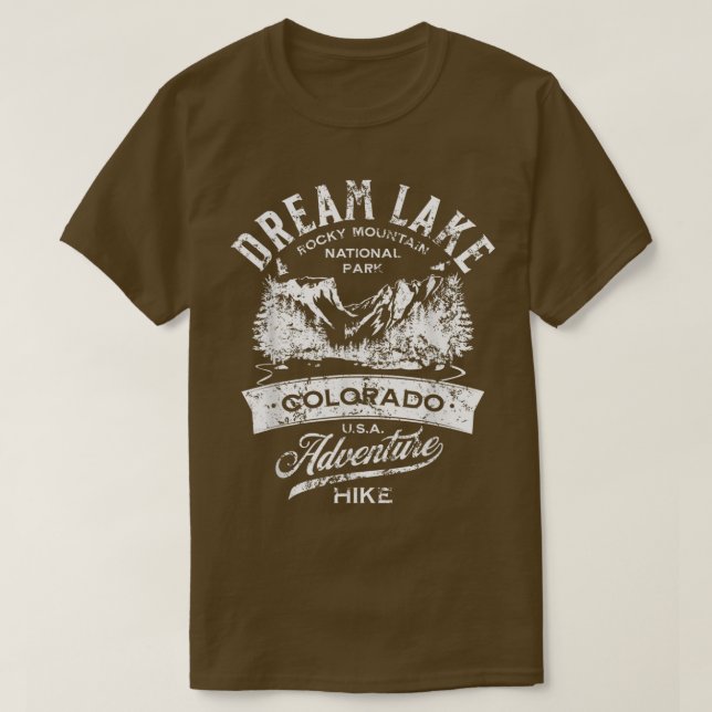 Dream Lake Rocky Mountain National Park Distressed T-Shirt (Design Front)