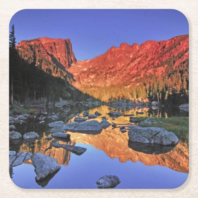 Dream Lake Square Paper Coaster (Front)