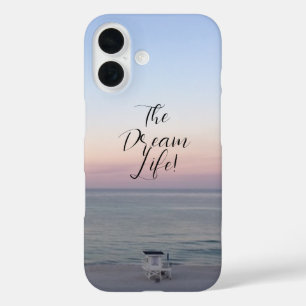 Dream Life Quote Colorful Ocean Sunrise iPhone 16 Case