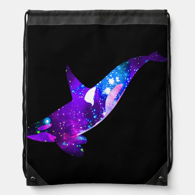 Dream Linear Space Whale Draw Sring Backpack (Front)