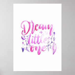 Dream Little One Pink Purple Watercolor Nursery P Poster