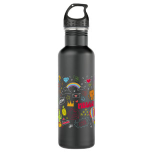 Dream Love Hello Visual Drawing Doodle Art Stainless Steel Water Bottle
