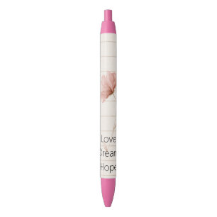 Dream Love Hope Notes Pink Flower Pen