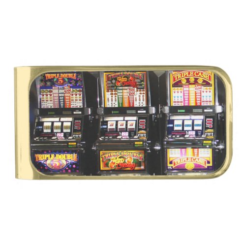 Dream Machines _ Lucky Slot Machines Gold Finish Money Clip