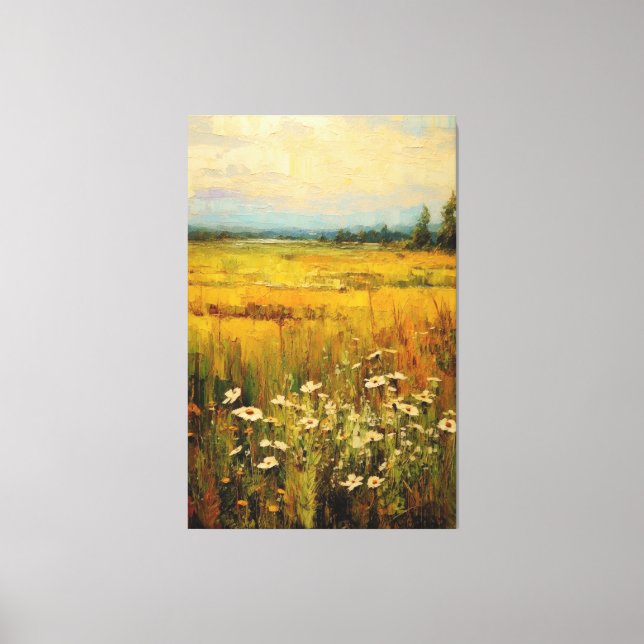 Dream Meadow of Wildflowers Oil Painting on Canvas Print (Front)