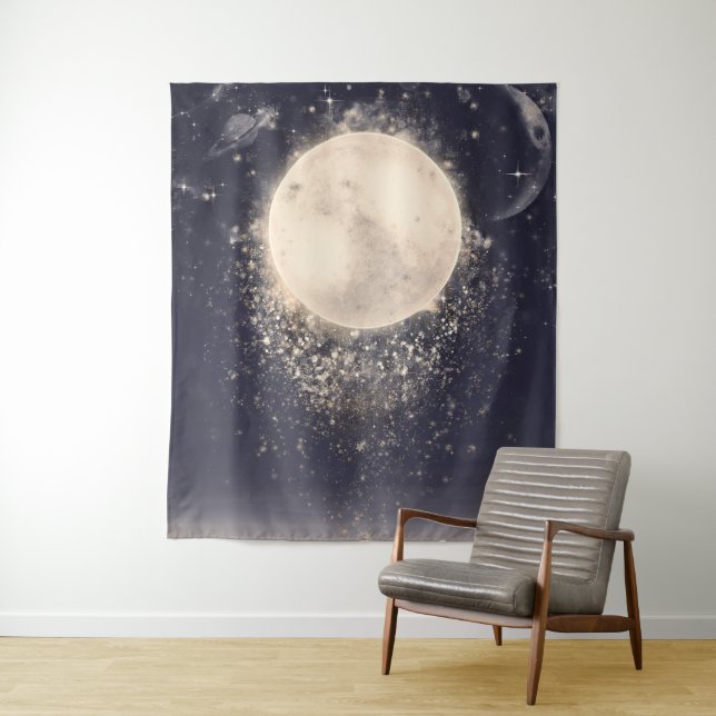 Dream Moon Magic Cosmic Sparkles Tapestry (In Situ)