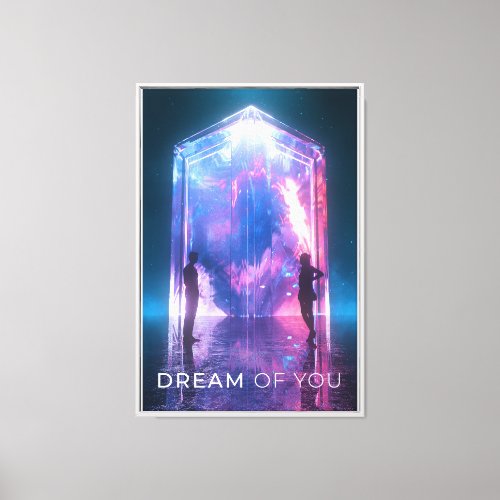 Dream Neon Crystal  Couple Silhouette Canvas Print