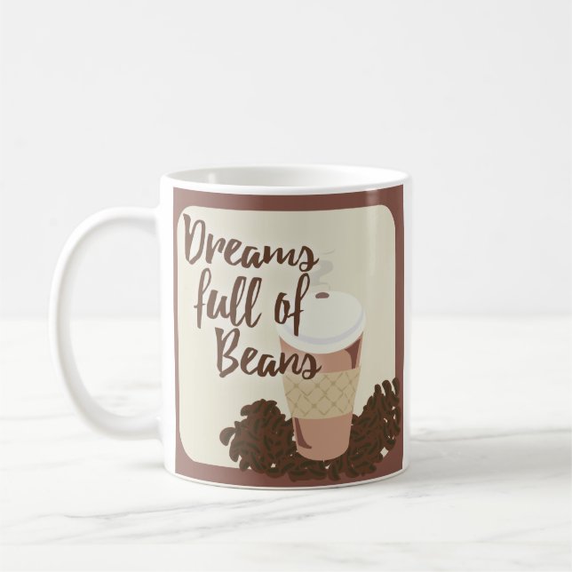 Dream of Coffee Beans Cute Java Illustration  Coffee Mug (Left)