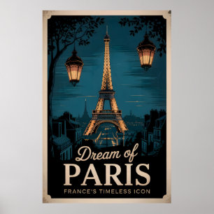 Dream of Paris – Vintage Eiffel Tower Poster