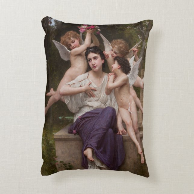 Dream of Spring, Rêve de Printemps by Bouguereau Accent Pillow (Back(Vertical))