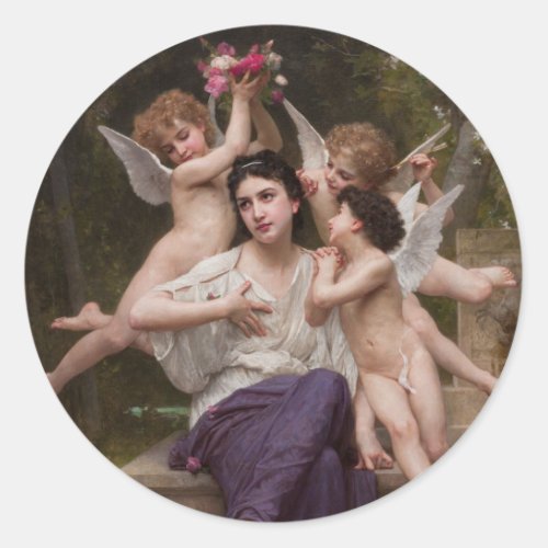Dream of Spring Rve de Printemps by Bouguereau Classic Round Sticker