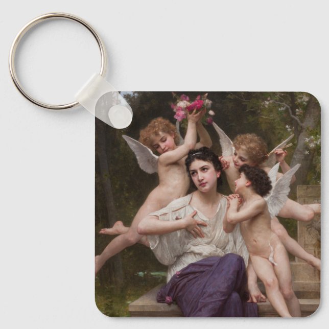 Dream of Spring, Rêve de Printemps by Bouguereau Keychain (Front)