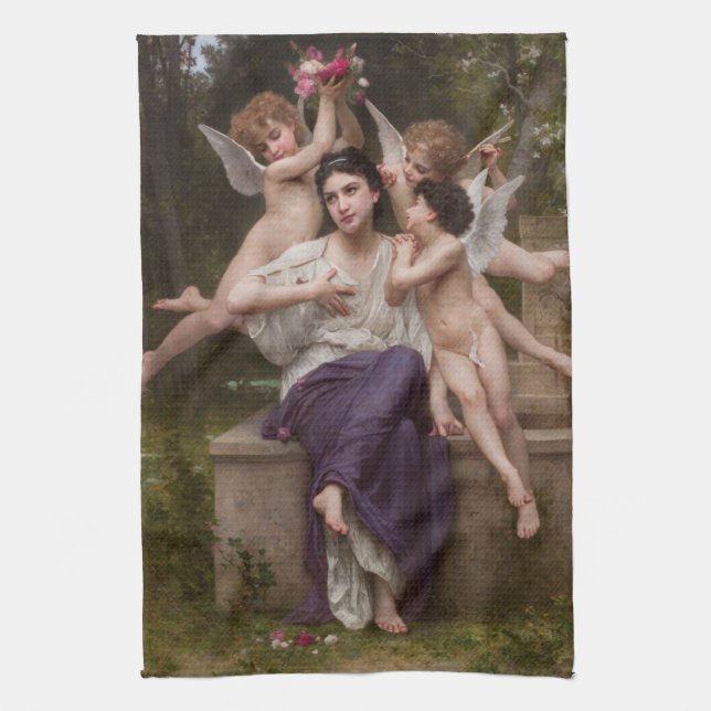 Dream of Spring, Rêve de Printemps by Bouguereau Kitchen Towel (Vertical)