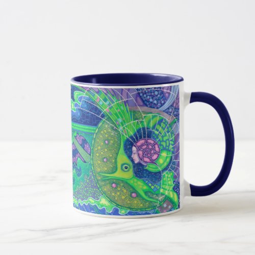 Dream of the full moon surreal art mermaid fantasy mug