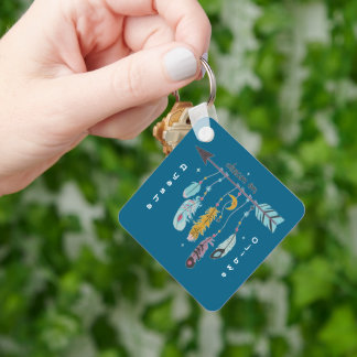 Dream On Boho Tribal Native Custom Tribe/Name Keychain