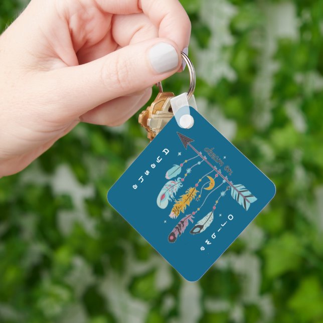 Dream On Boho Tribal Native Custom Tribe/Name Keychain (Hand)