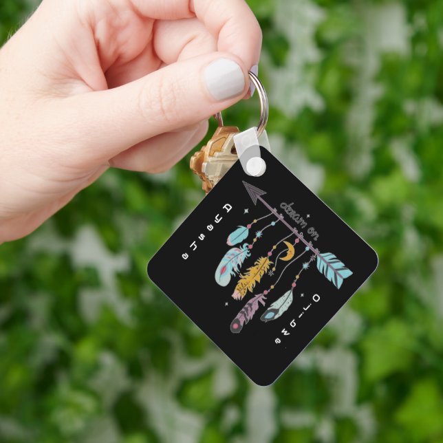 Dream On Boho Tribal Native Custom Tribe/Name Keychain (Hand)