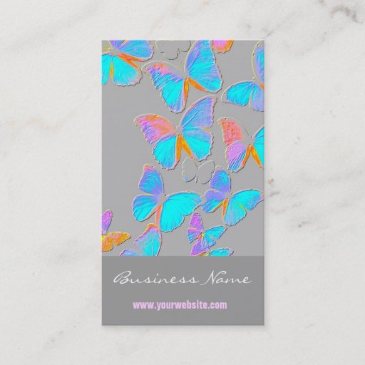 Customizable Dream On/Embossed-Like Butterflies Business Card