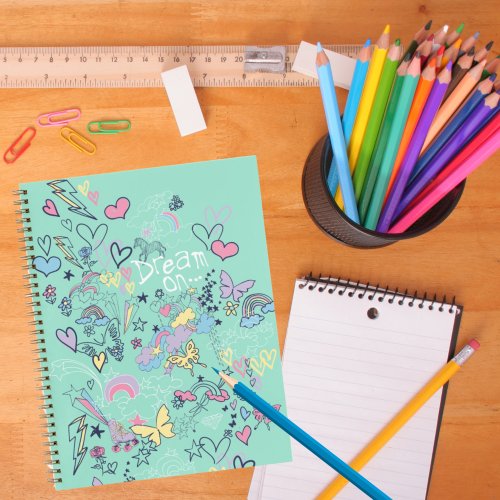 Dream On Kids Doodles Mint Pastel Notebook