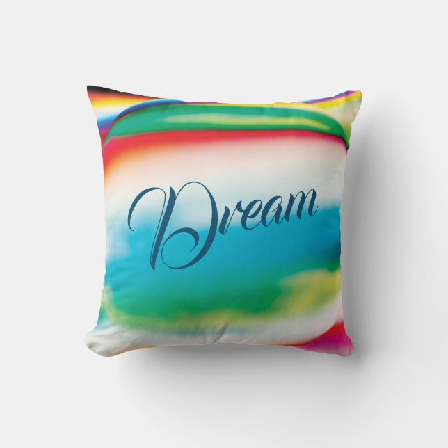 "Dream" on Pastel Watercolor-like Abstract Design Throw Pillow (Front)