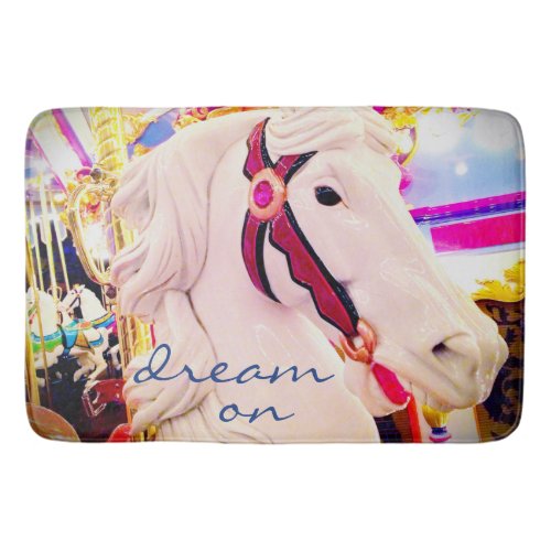 Dream On Quote Carousel Horse Photo Bold Modern  Bathroom Mat